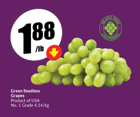 Green seedless grapes